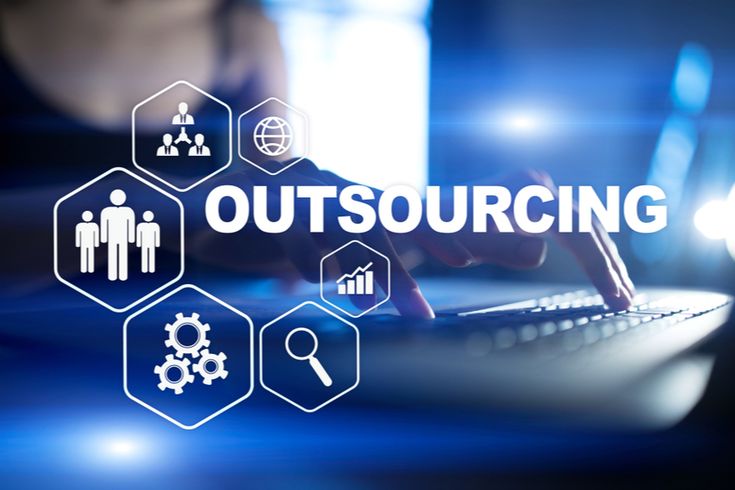 Risk of outsourcing concept with global business team and offshore operations